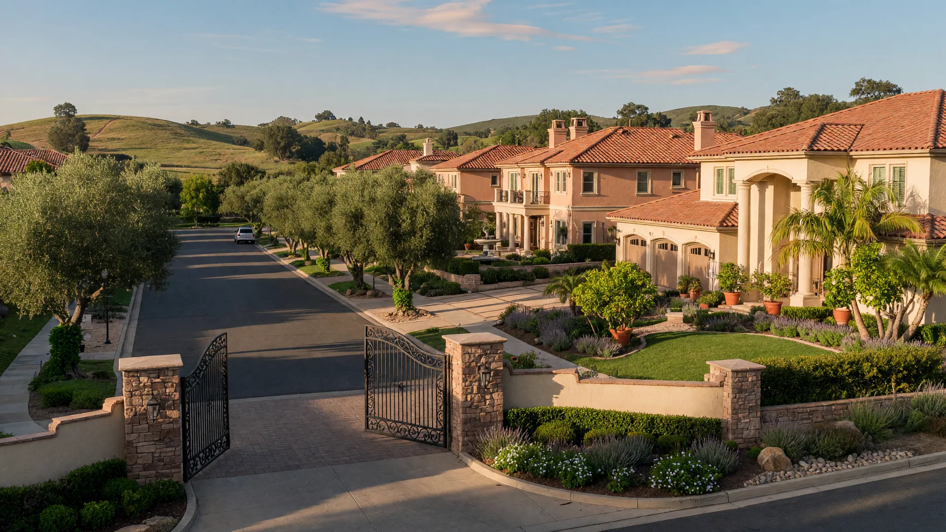 Custom estate homes inside the gated Wynfield Estates community in west Murrieta, California