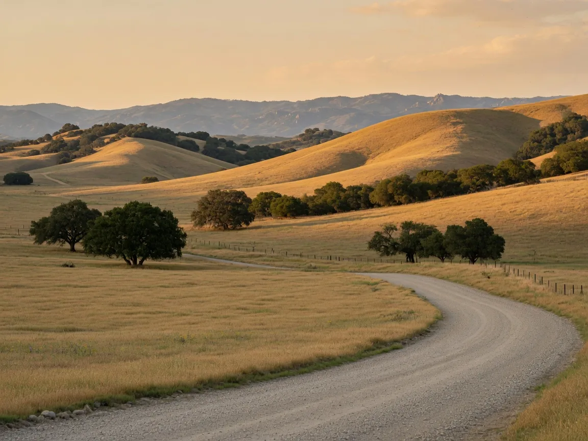 Rolling rural landscape in Tenaja, Riverside County, on the Santa Rosa Plateau near Murrieta