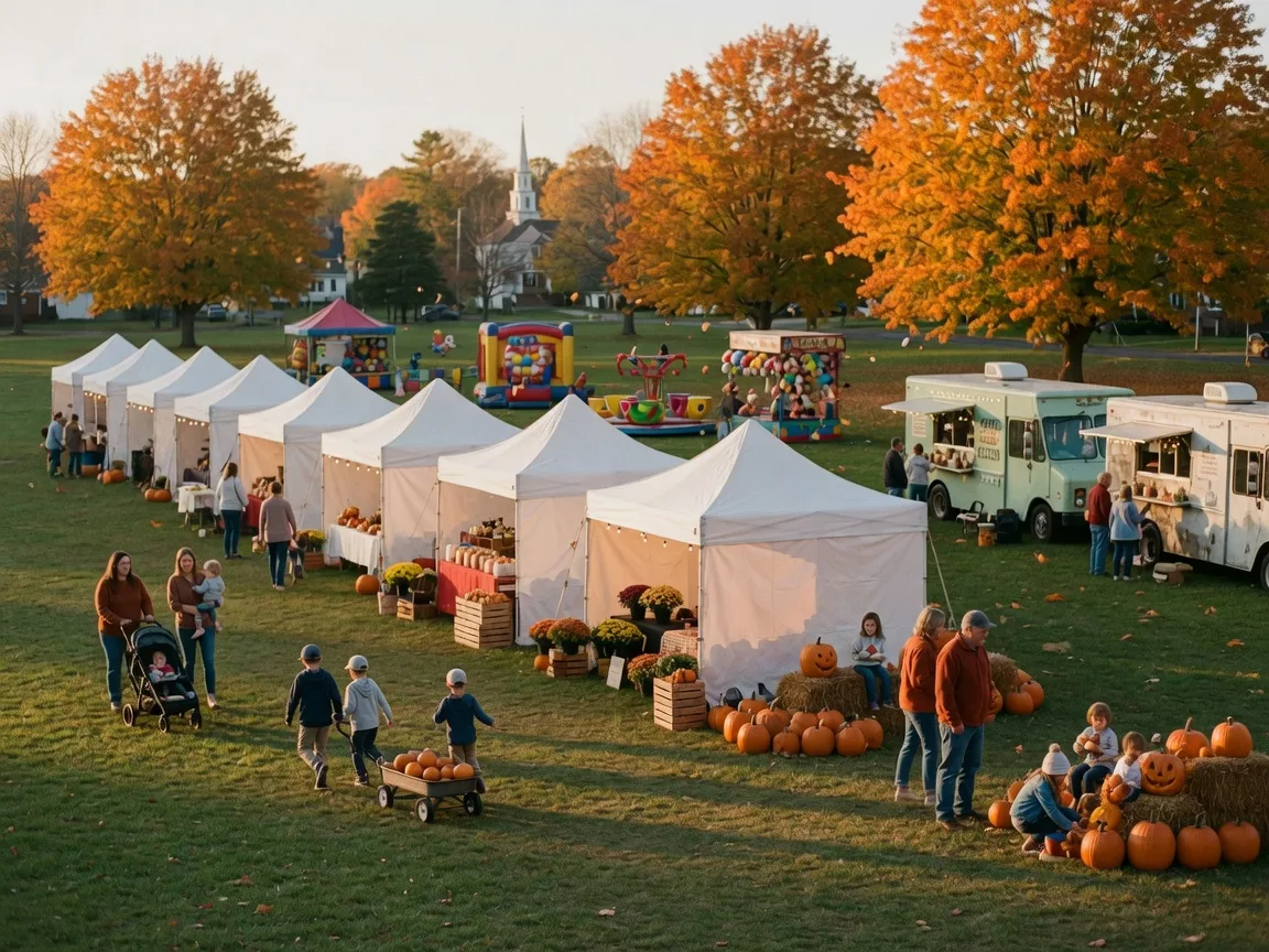 A family fall festival on the village green in Lower Gwynedd, Pennsylvania