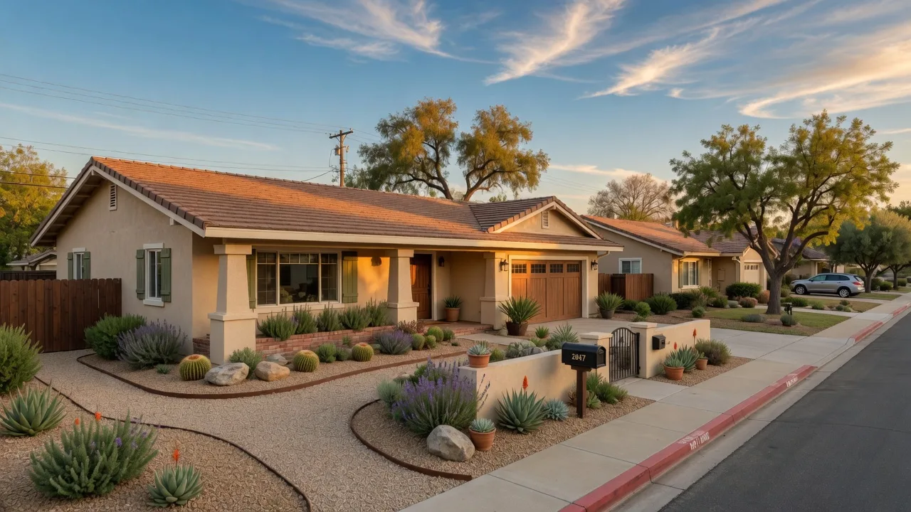 A well-maintained ranch-style home in the Saugus area of Santa Clarita Valley, showcasing the neighborhood's established character and curb appeal