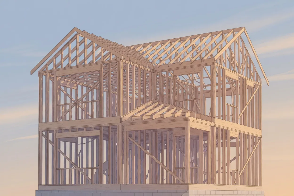 Editorial illustration representing new construction evaluation