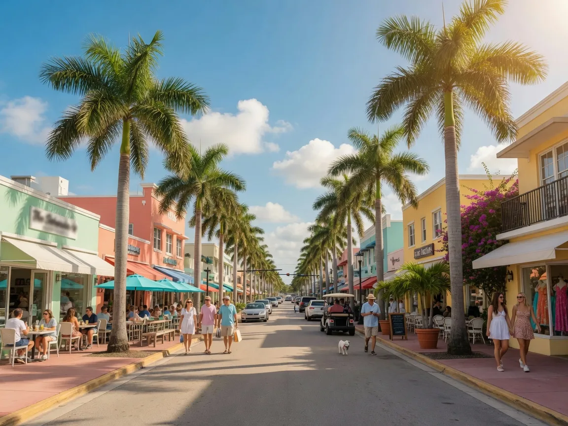 Atlantic Avenue in Delray Beach showing the vibrant downtown area