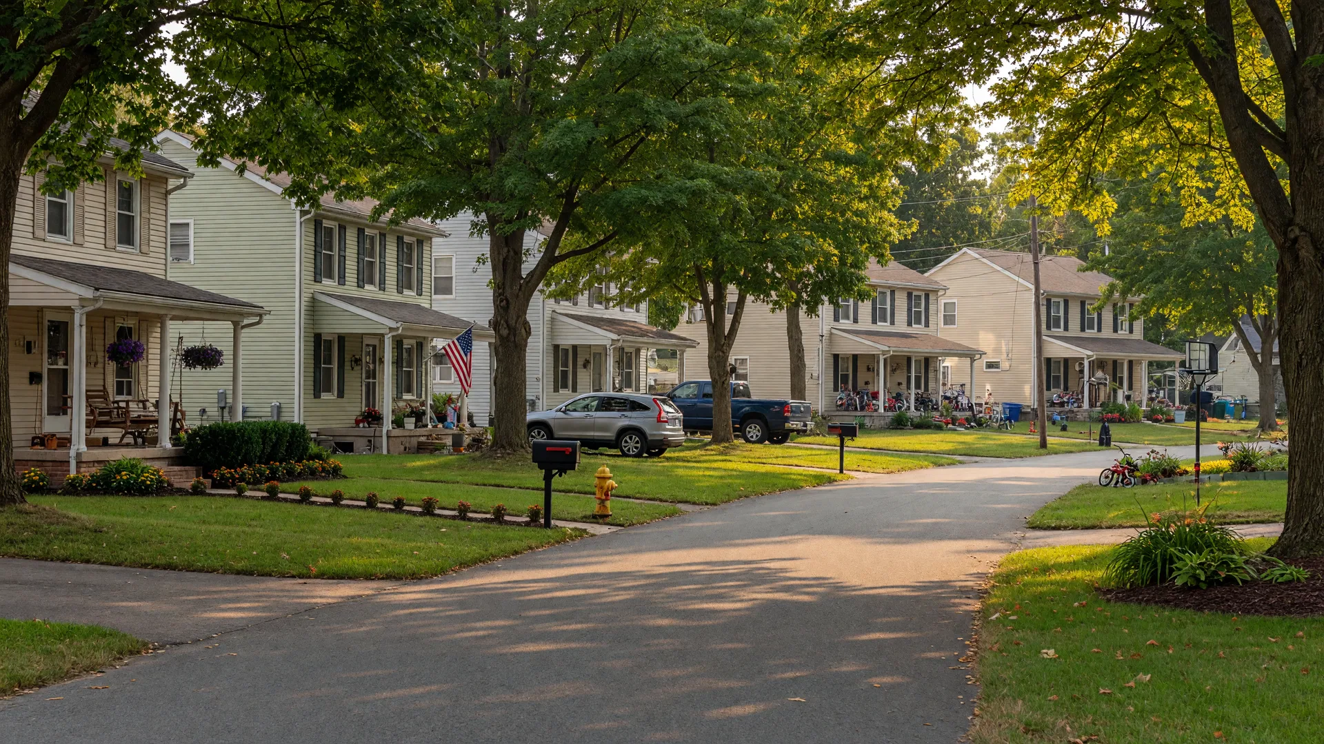 Tree-lined suburban street in Boothwyn, Delaware County