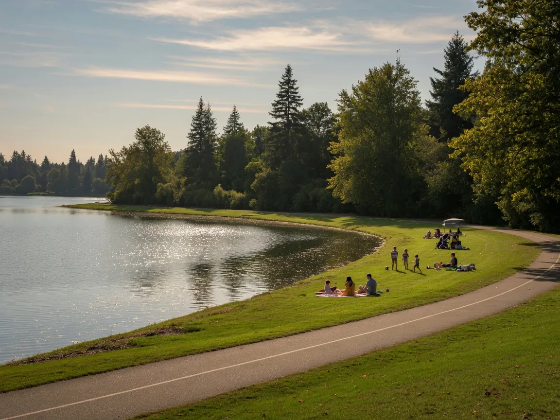 Lake Meridian in Covington, Washington on a warm afternoon