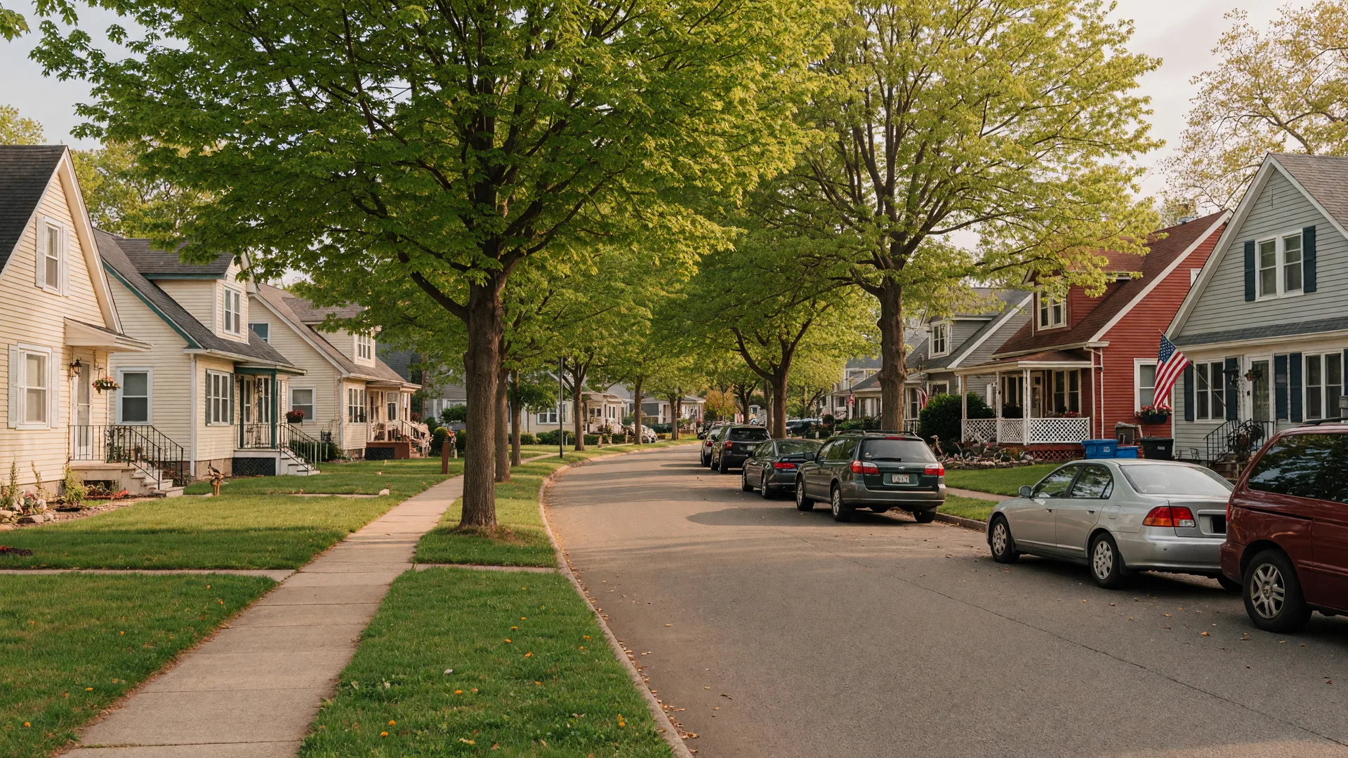 Quiet residential street in Oaklyn, New Jersey