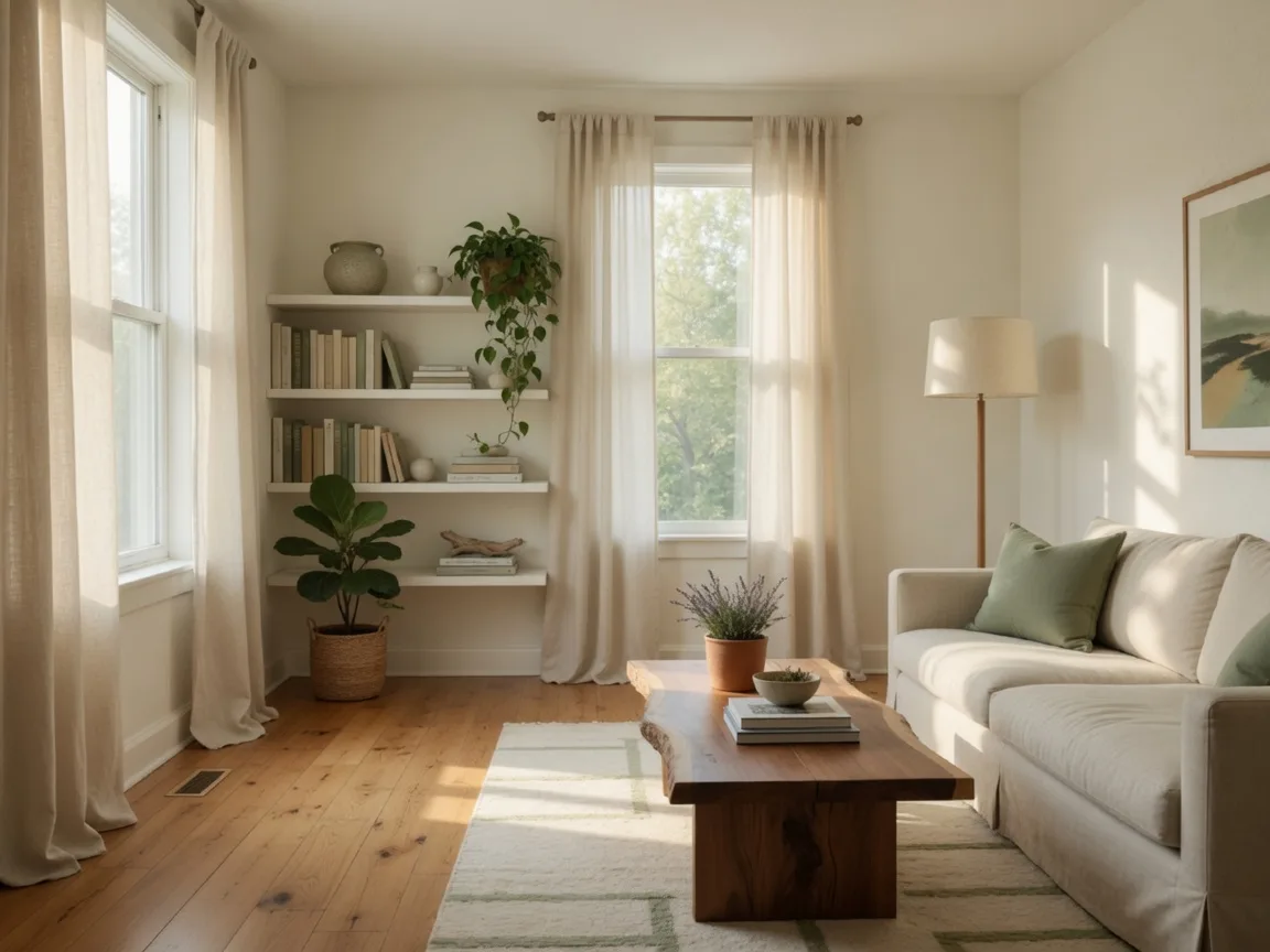 A bright staged living room, showing the kind of property condition that matters in a home sale
