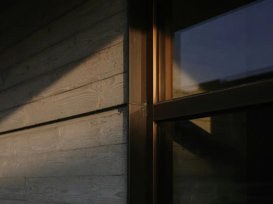 Architectural detail of concrete and glass in a Central Illinois home