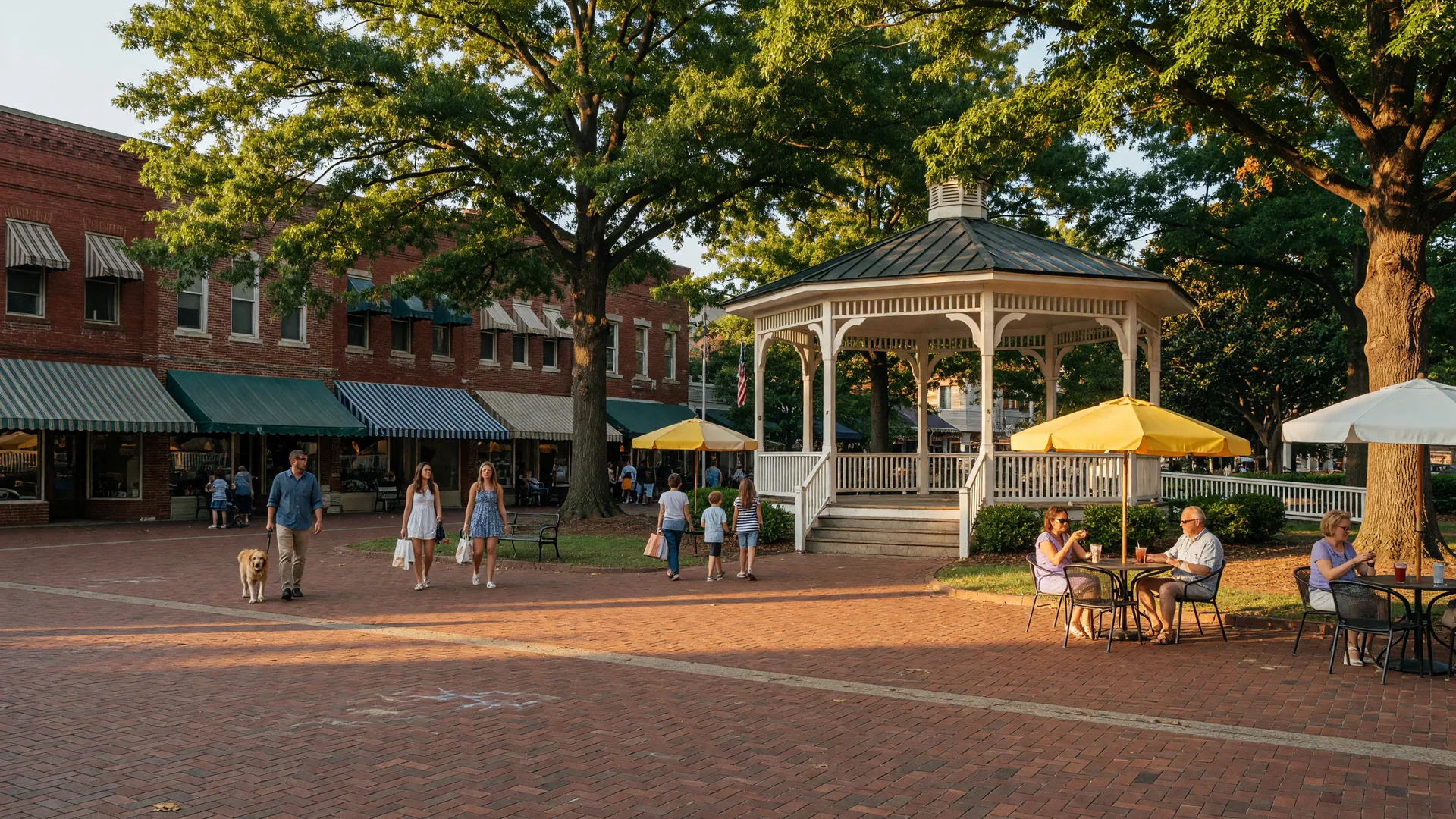 Historic Marietta Square with gazebo and people enjoying the downtown area