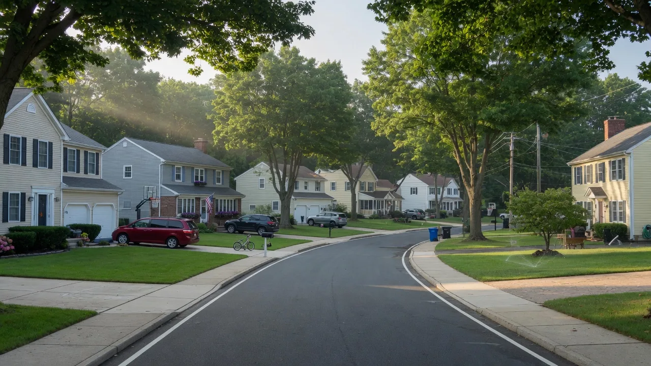 Suburban street scene in Winslow Township, South Jersey