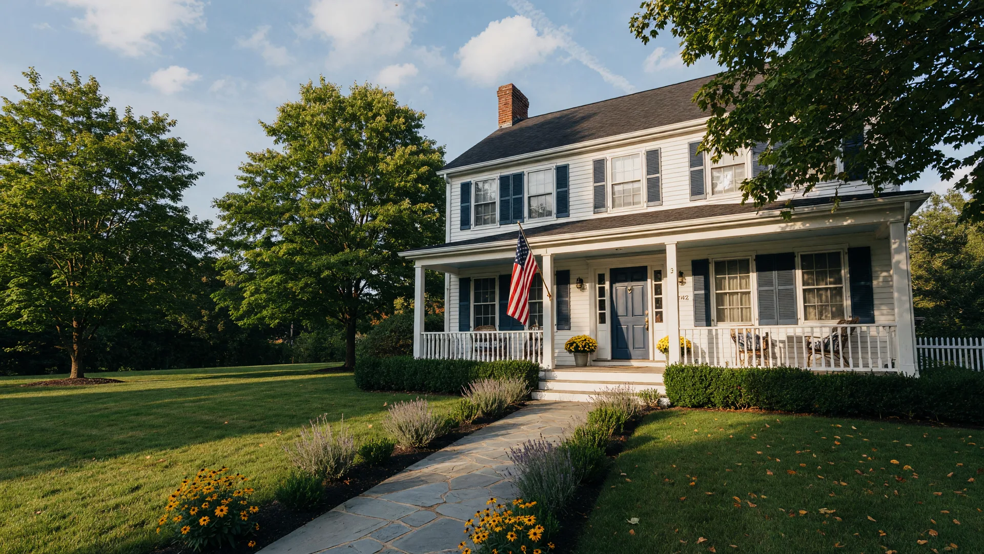Welcoming suburban home on a sunny afternoon representing the goal of buying a home
