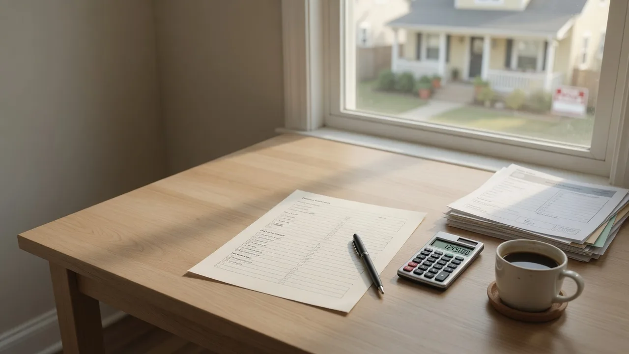 A clean homebuyer planning desk with a checklist worksheet