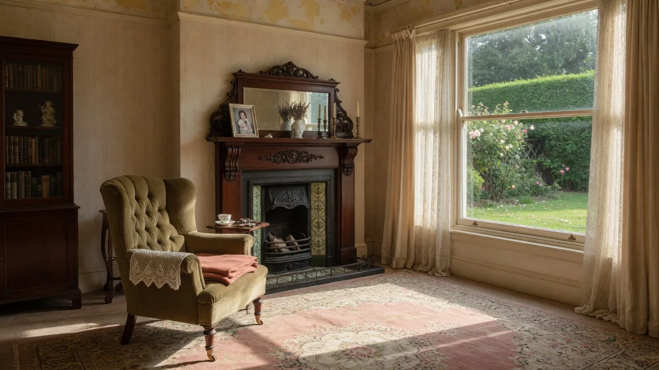 A quiet living room in a Victoria home with an armchair by the window and warm afternoon light