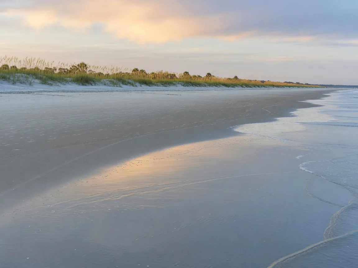 Broad Atlantic beach scene with open sand and rolling surf