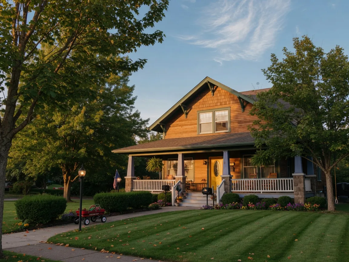A well-kept craftsman-style suburban home in Central Illinois