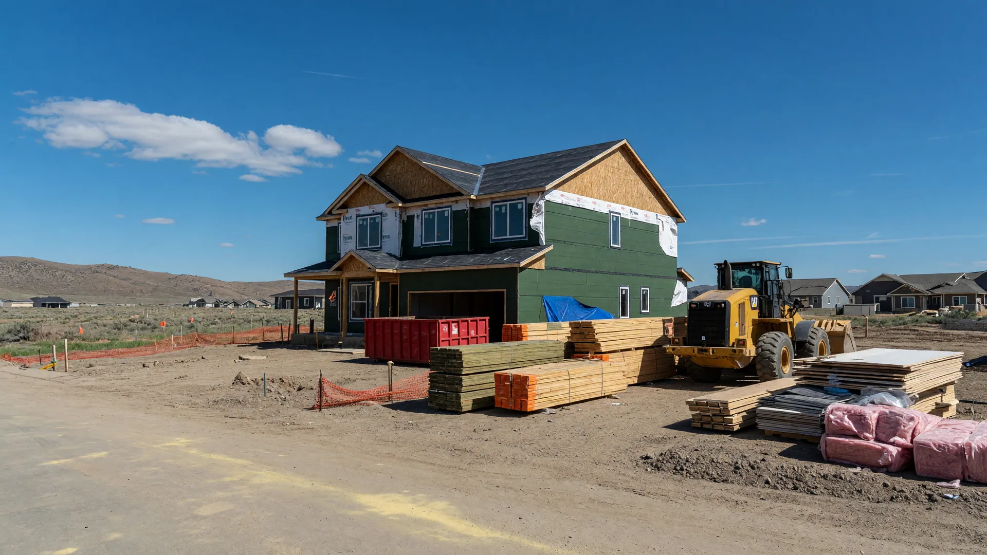 A new construction home taking shape on a Treasure Valley lot