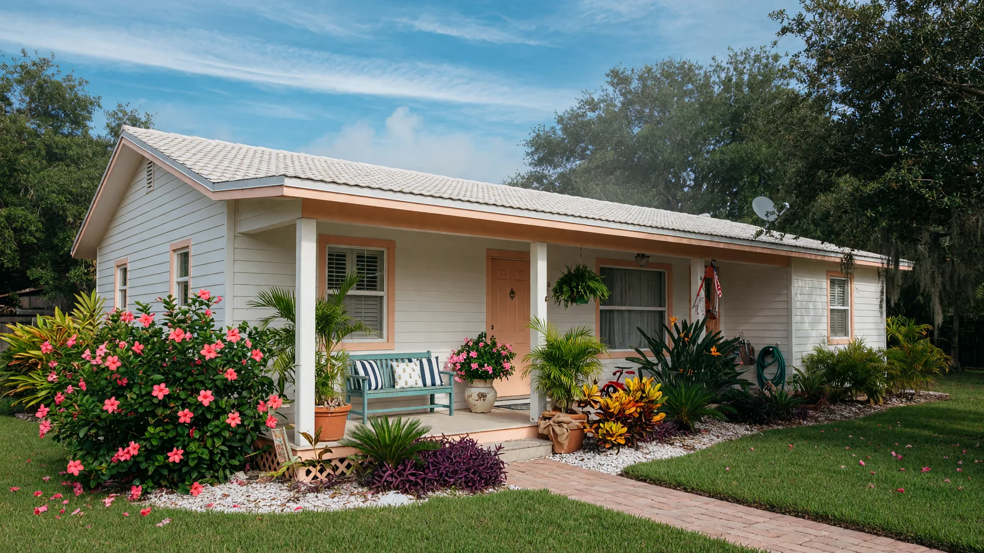 A charming, well-maintained Florida home exterior, the kind of property a family might inherit
