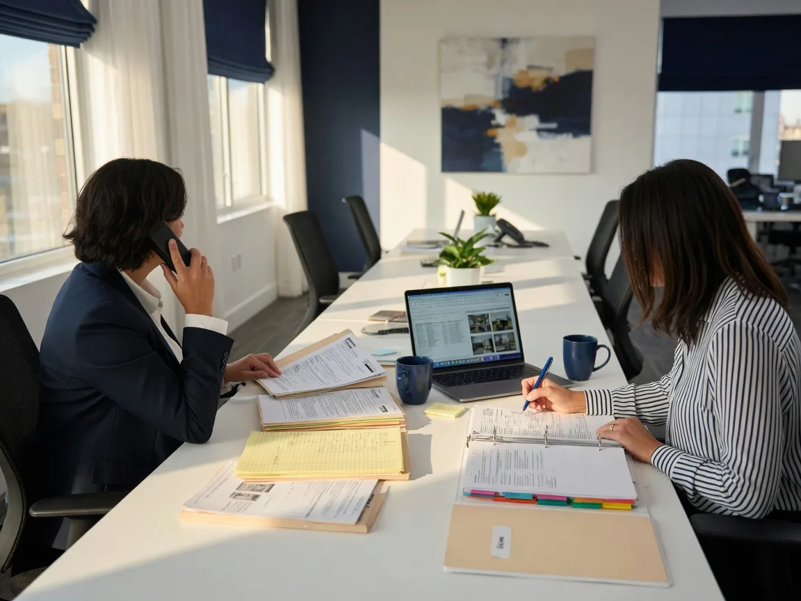 Listing agent and short-sale specialist working side by side on the same file.