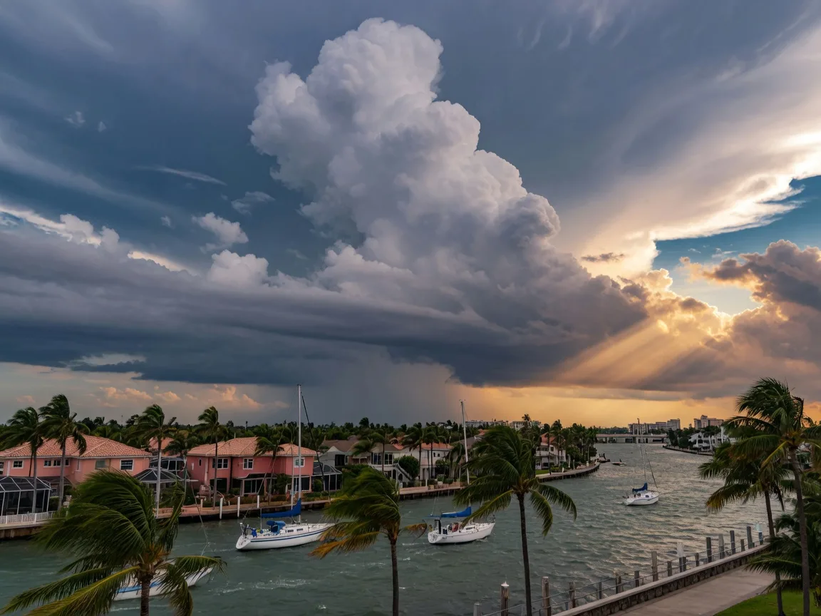 Florida thunderstorm building over the Boca Raton waterfront