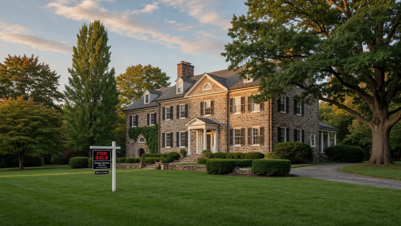 Historic Pennsylvania stone home on acreage in Chester Springs countryside