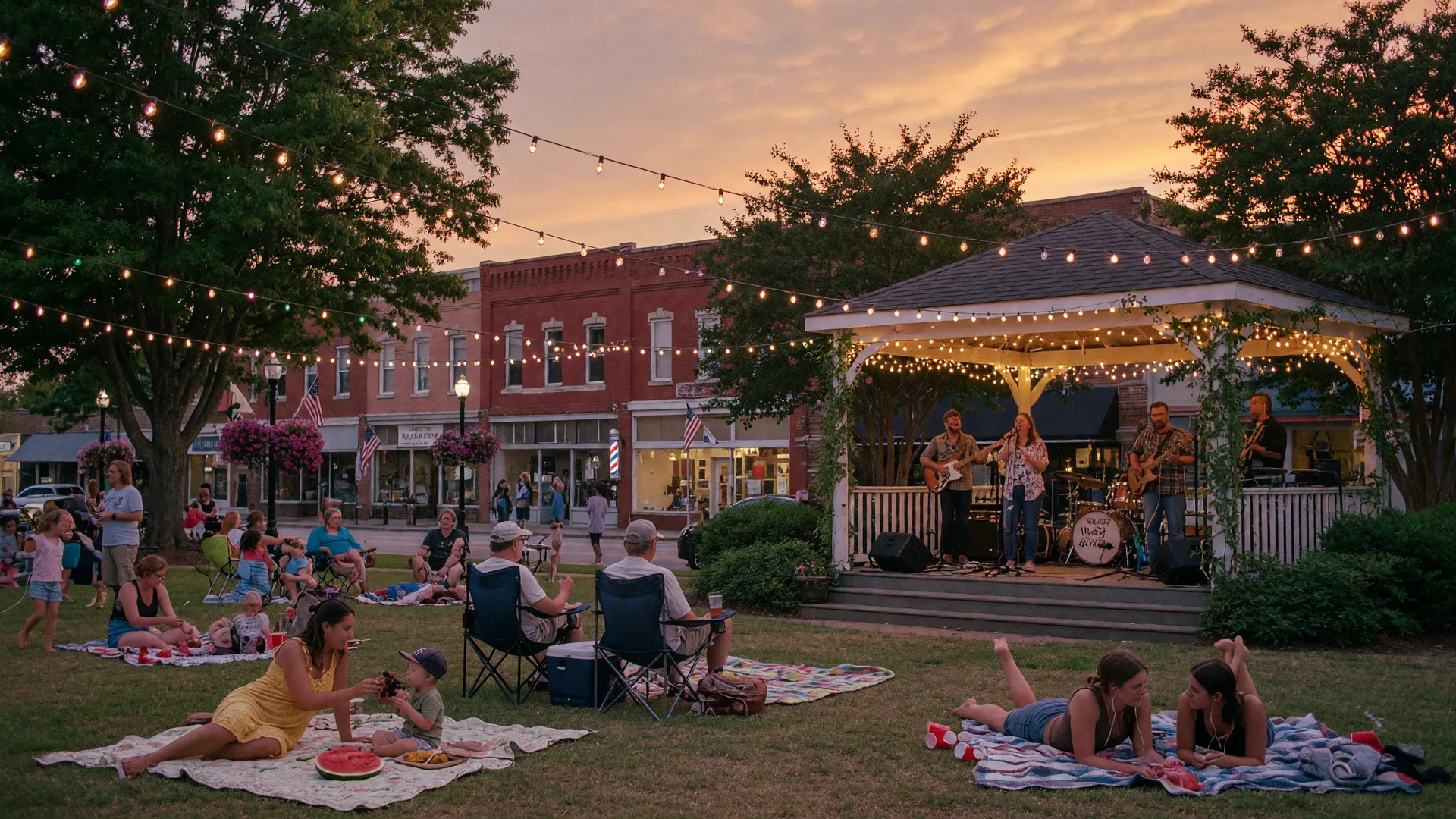 NW Metro Atlanta summer events and concerts in a town square setting.