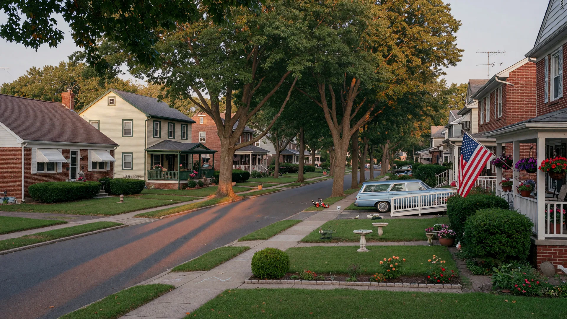 Well-tended residential street in Lawnside, New Jersey