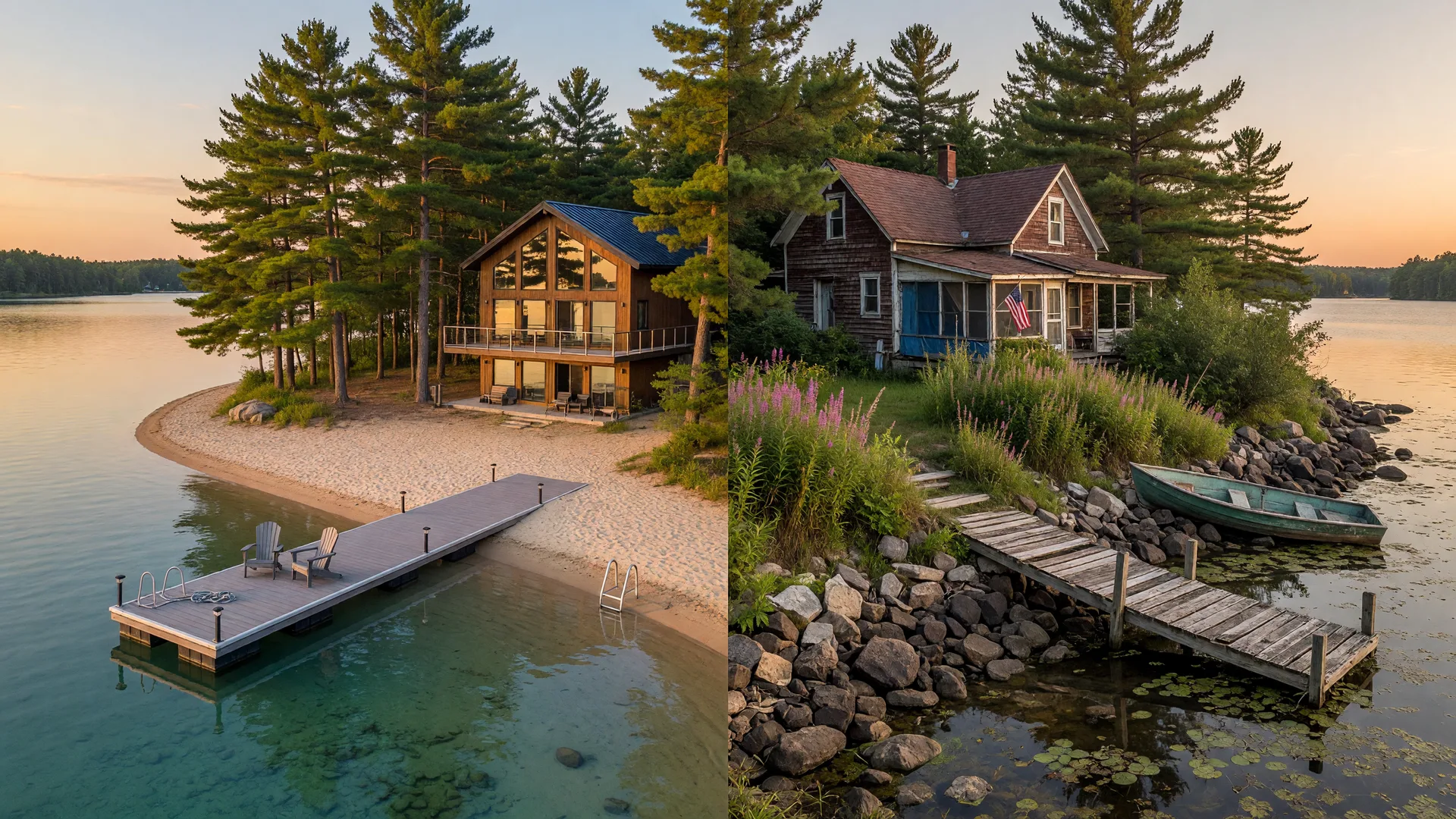 Two contrasting lake properties on a Minnesota lake showing the difference shoreline quality makes