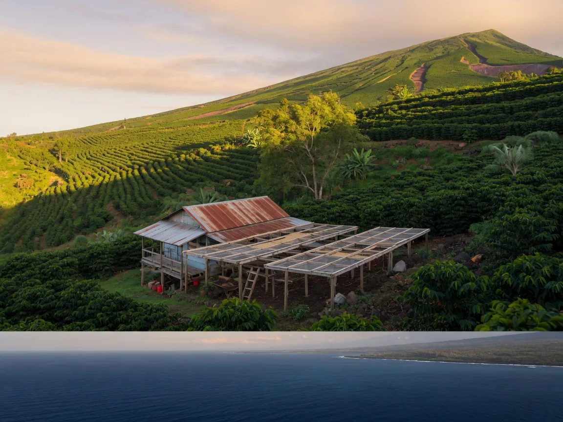 Coffee plants on the green slopes of Hualālai above the Kona coast