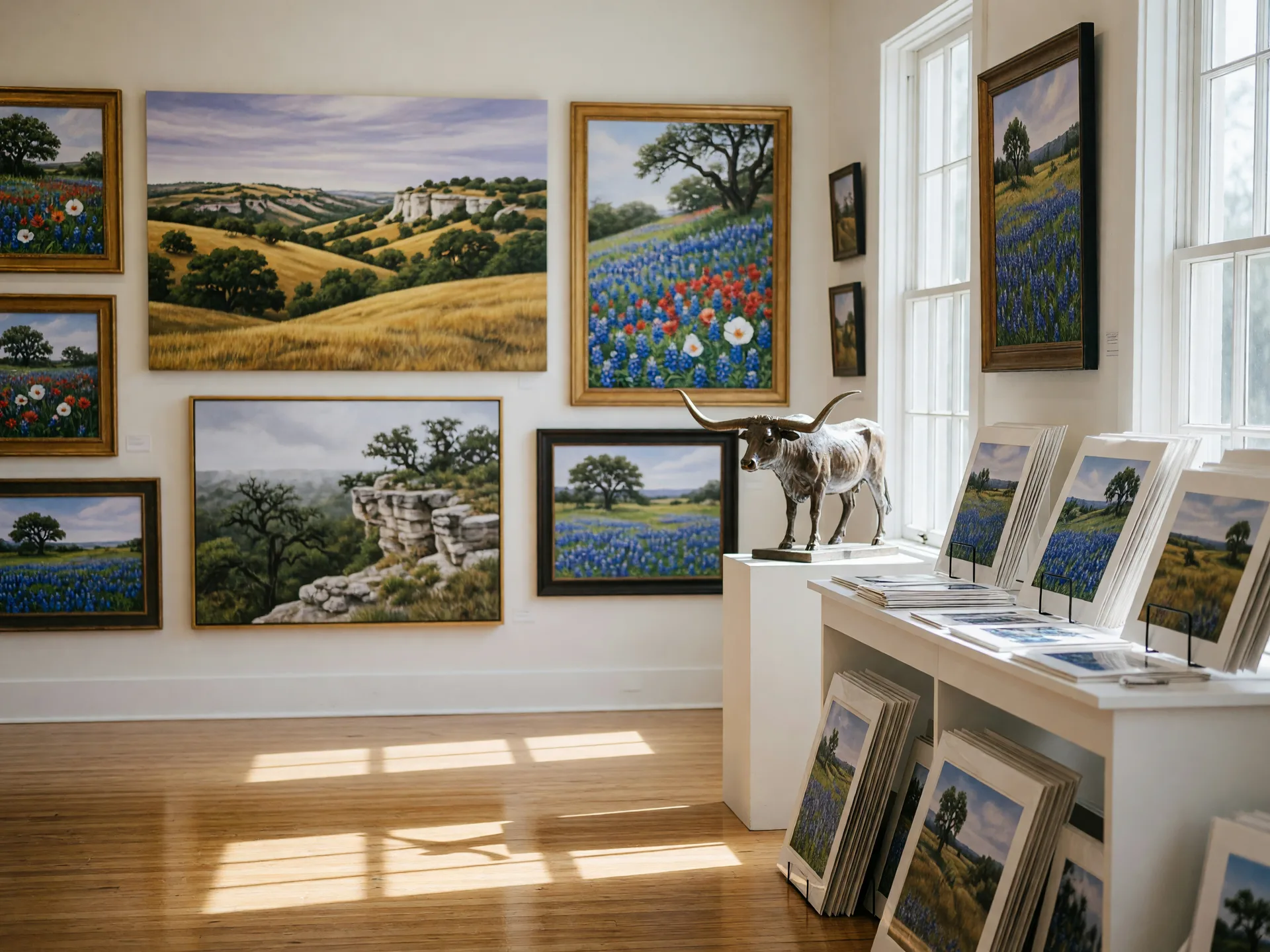 Hill Country paintings, sculpture and framed prints at the Wimberley Valley Art League show