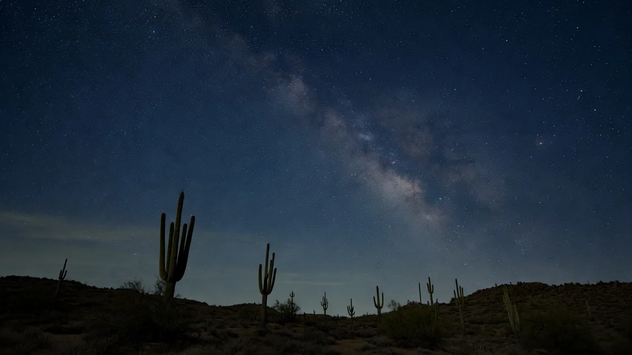 Milky Way and stars over the Sonoran Desert near Skyline Regional Park in Buckeye