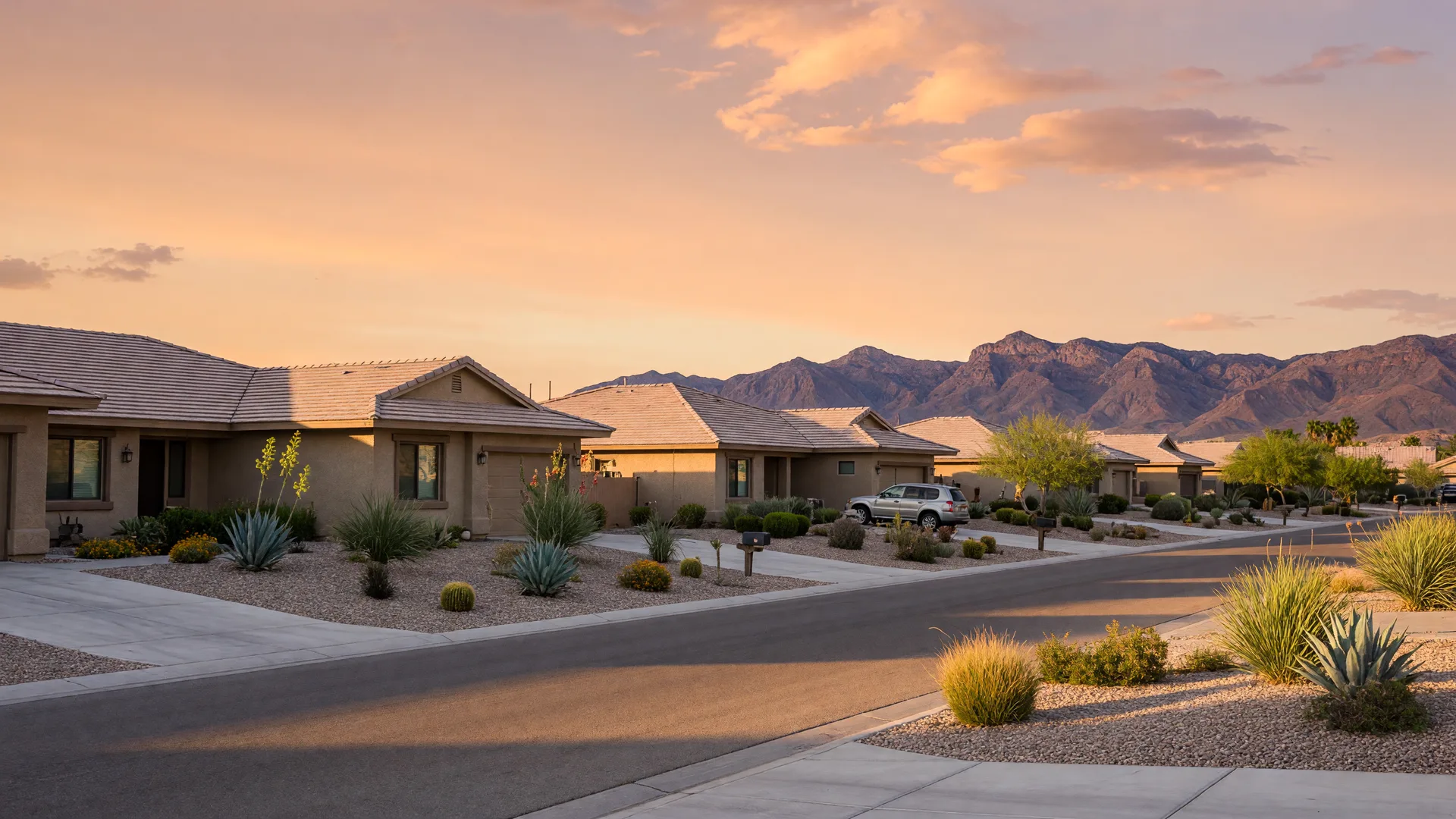 Elevated homes below the ridge at Madeira Canyon above Anthem in Henderson