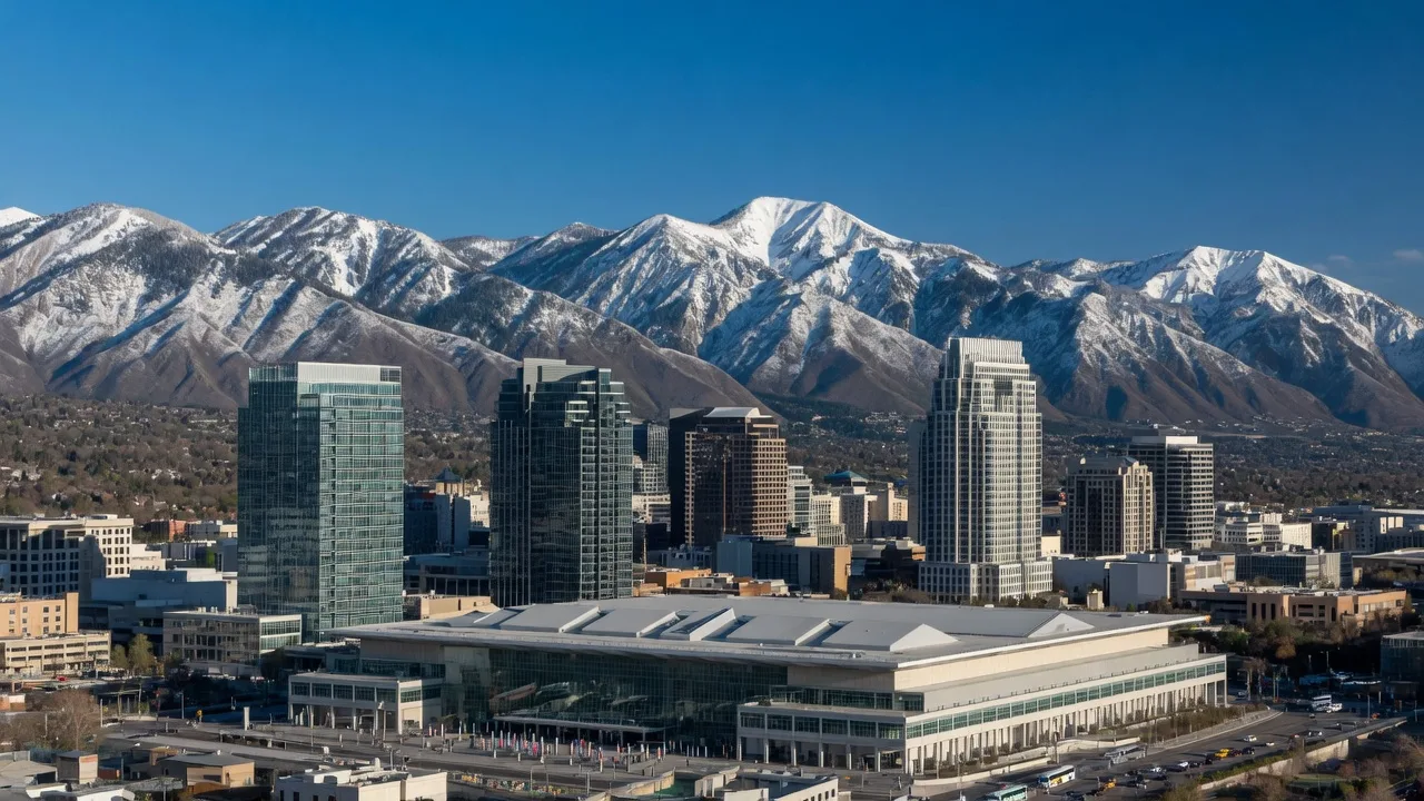 Salt Lake City skyline with the Wasatch Mountains behind
