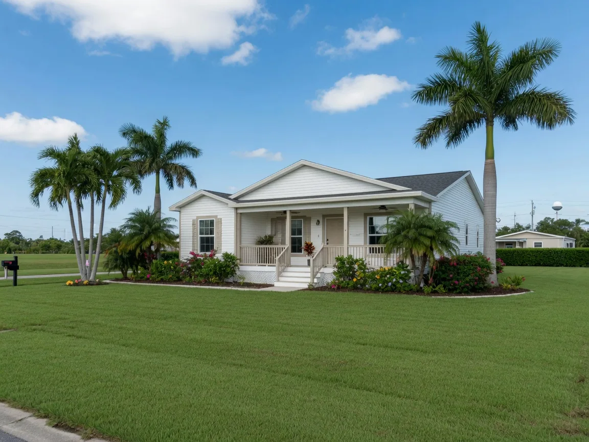 A newer manufactured home on its own large deeded lot in Southwest Florida