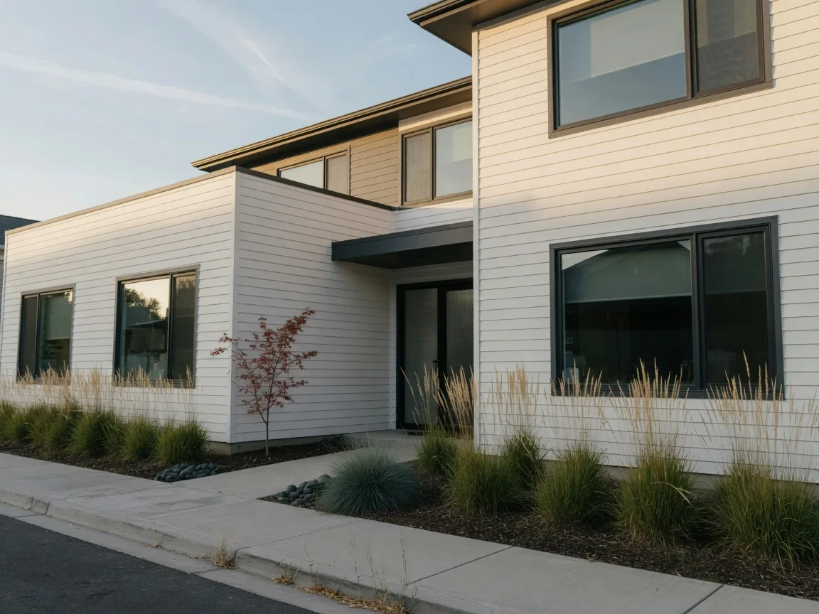 A modern single-family home exterior in warm afternoon light, representing a property listed in SellerAssist