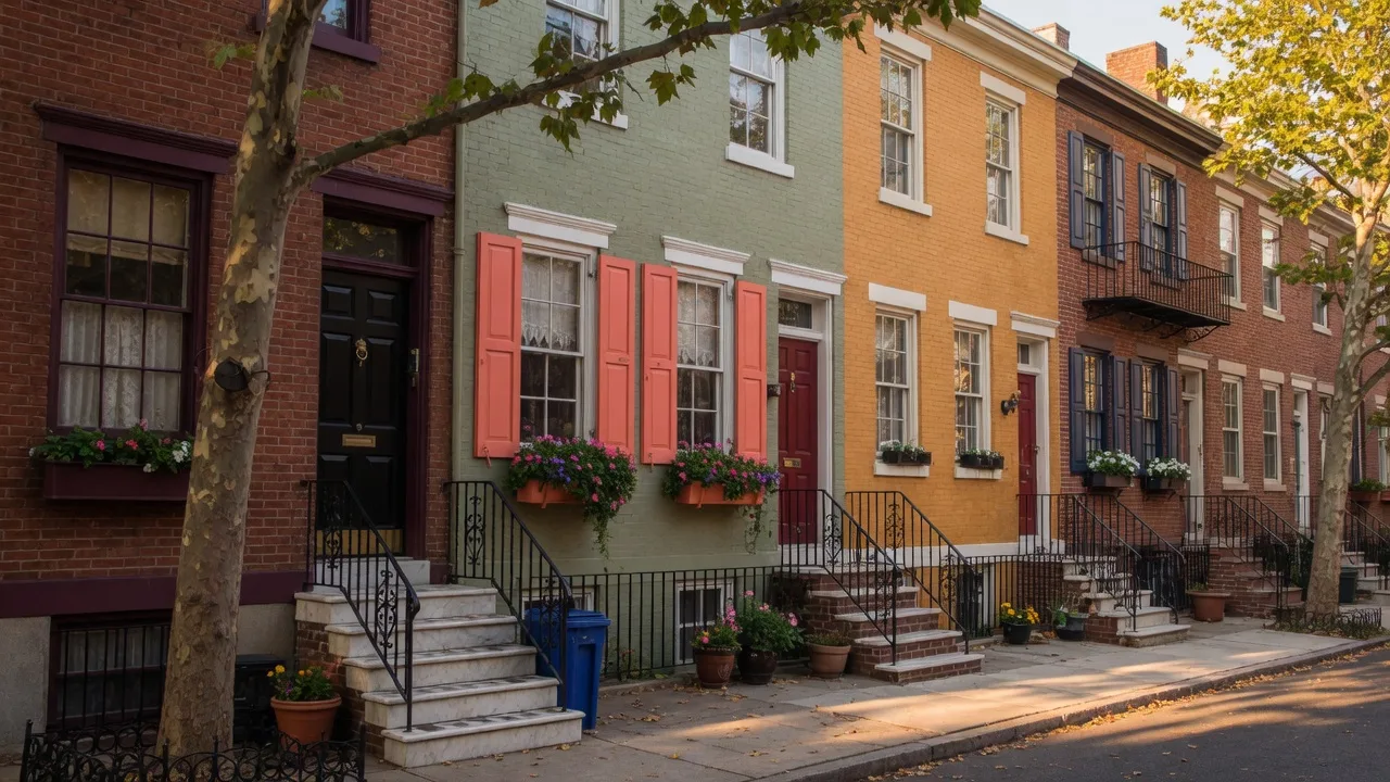 Classic brick rowhomes in Cedar Park, Philadelphia