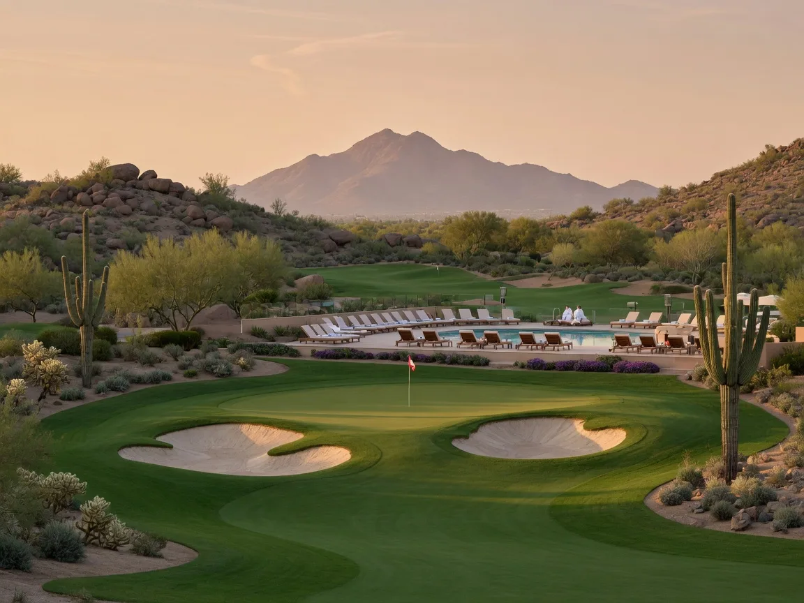 Desert golf course and luxury home community in East Mesa near the Superstition Mountains