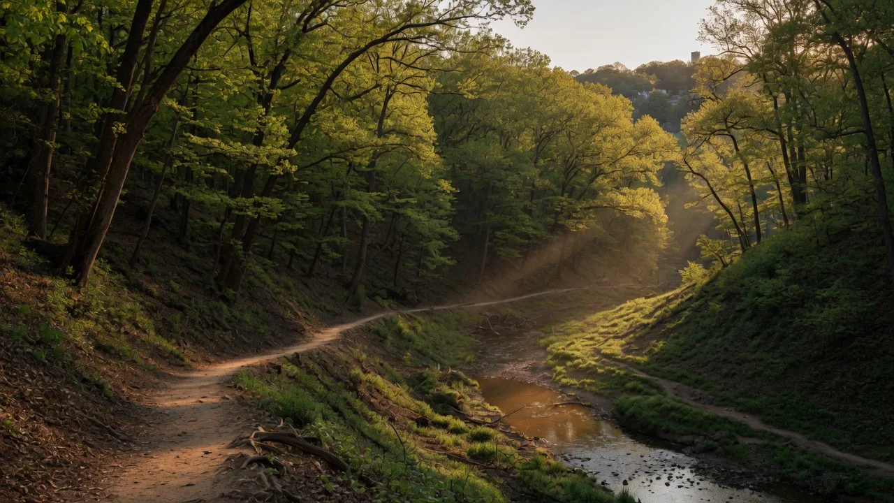 Wissahickon Valley Park wooded valley and trail near Andorra