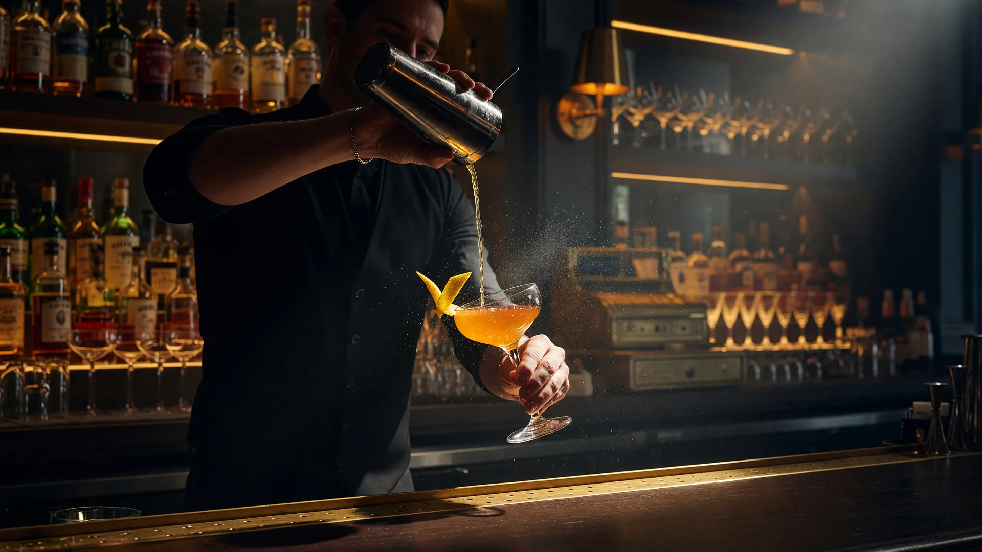 craft cocktail being poured at an Atlanta bar