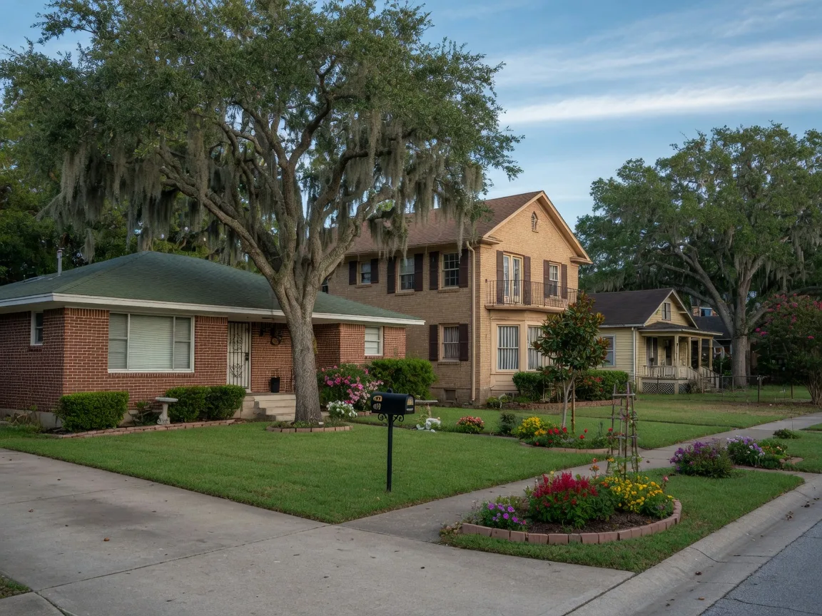 An established mid-century brick ranch home under mature oaks in a mixed Castle Hills neighborhood