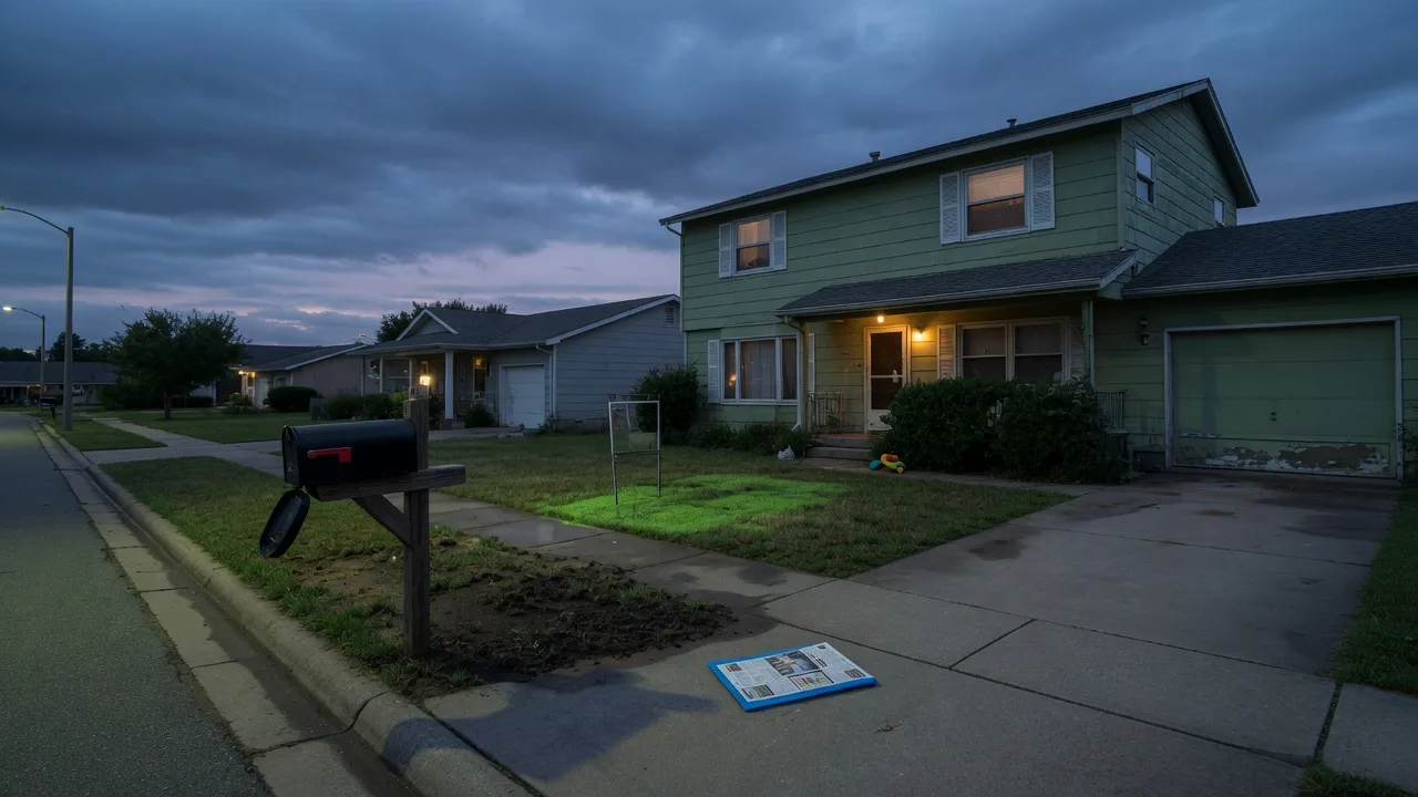 Residential home at dusk with a moody blue sky representing unseen title risk