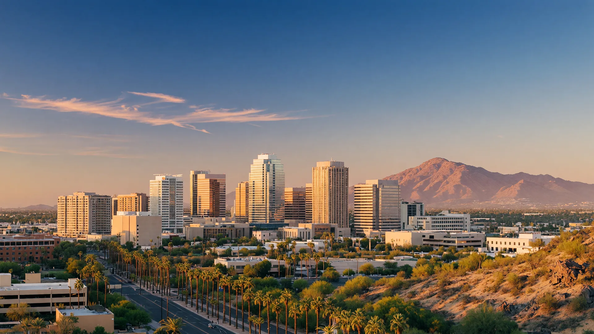 Sunny Phoenix neighborhood scenery, Phoenix metro area