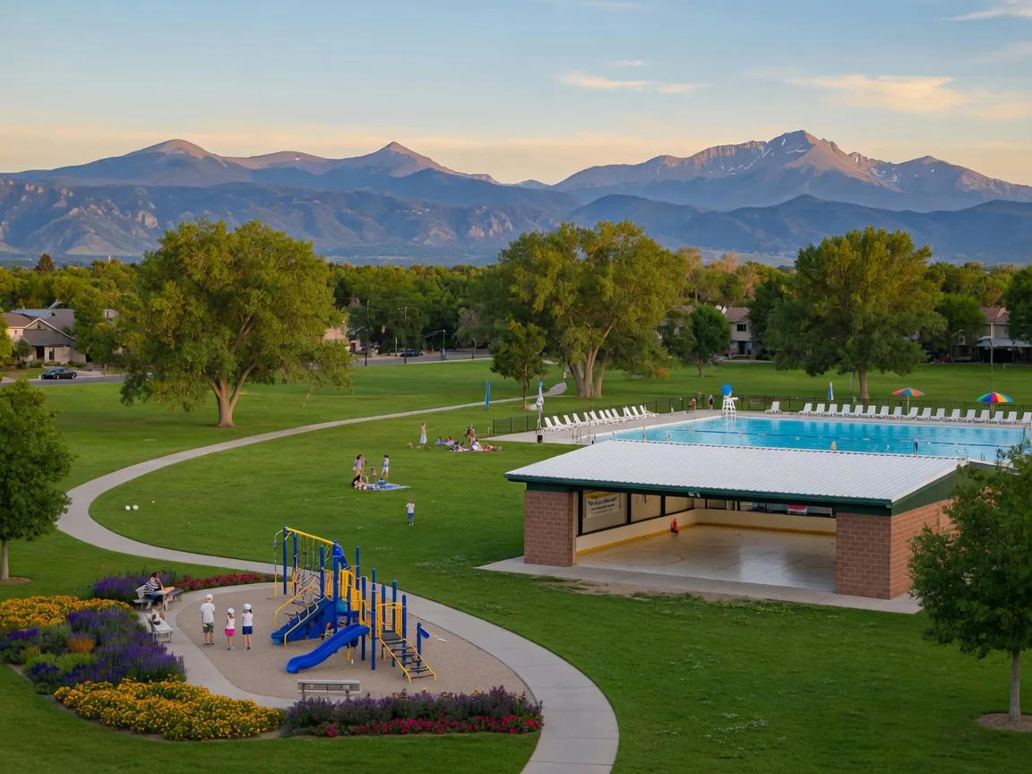 Community park and pool in Prospect New Town