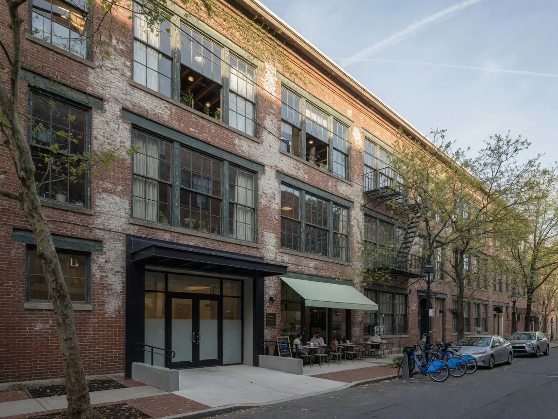 Converted loft apartments in historic industrial building in Old City Philadelphia