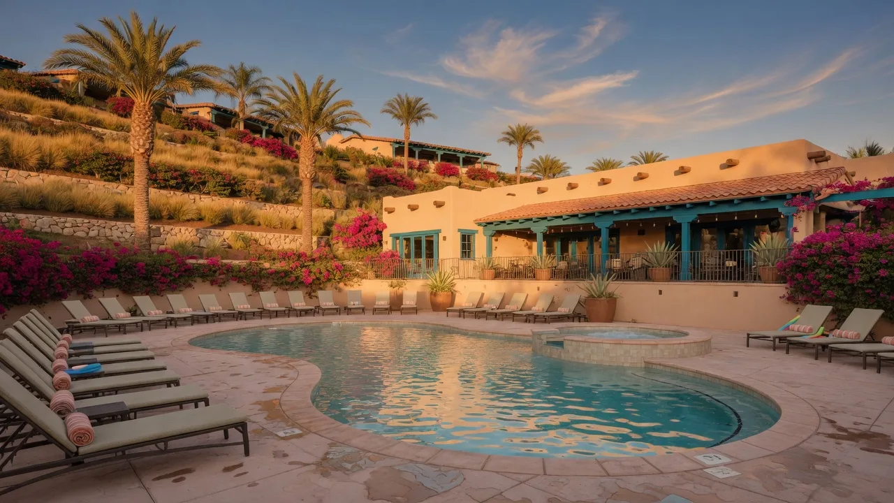 Resort-style swimming pool at 55+ community in Murrieta California