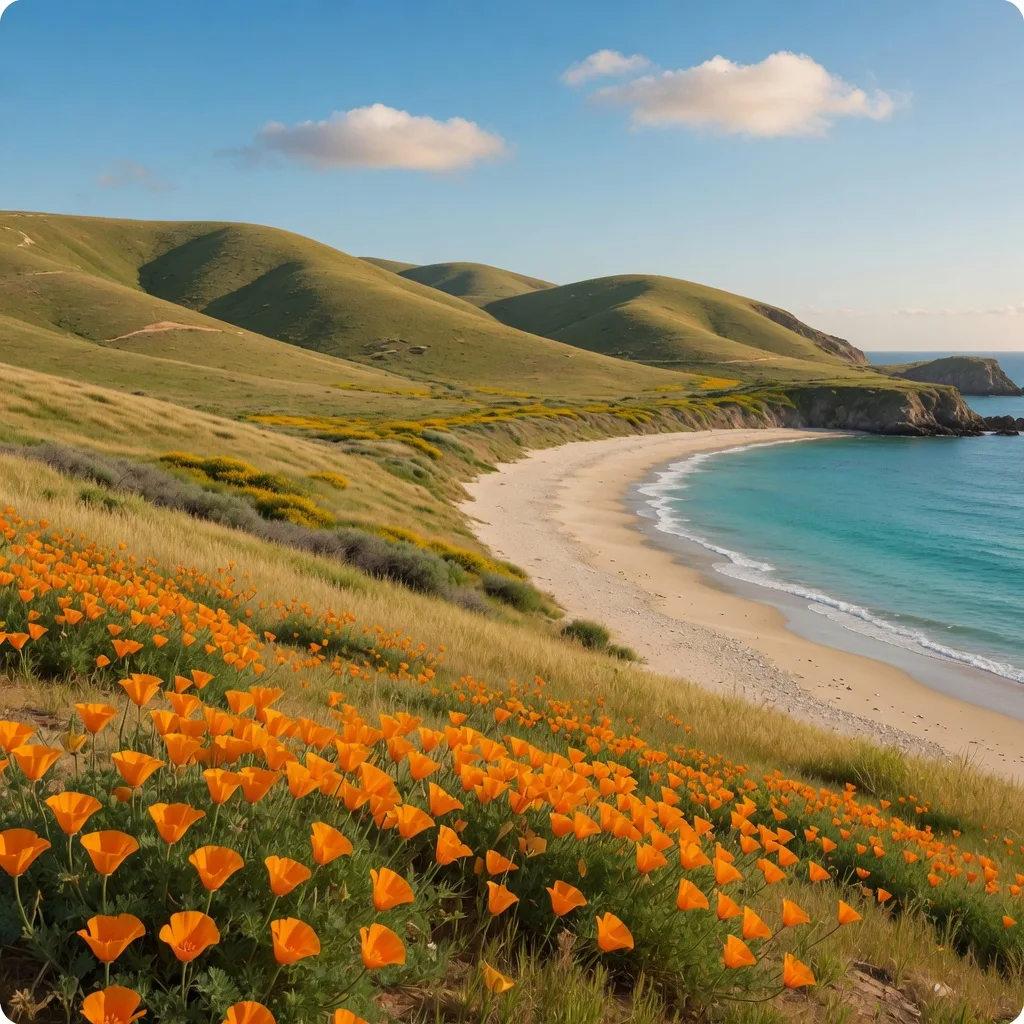 California poppies along the coast