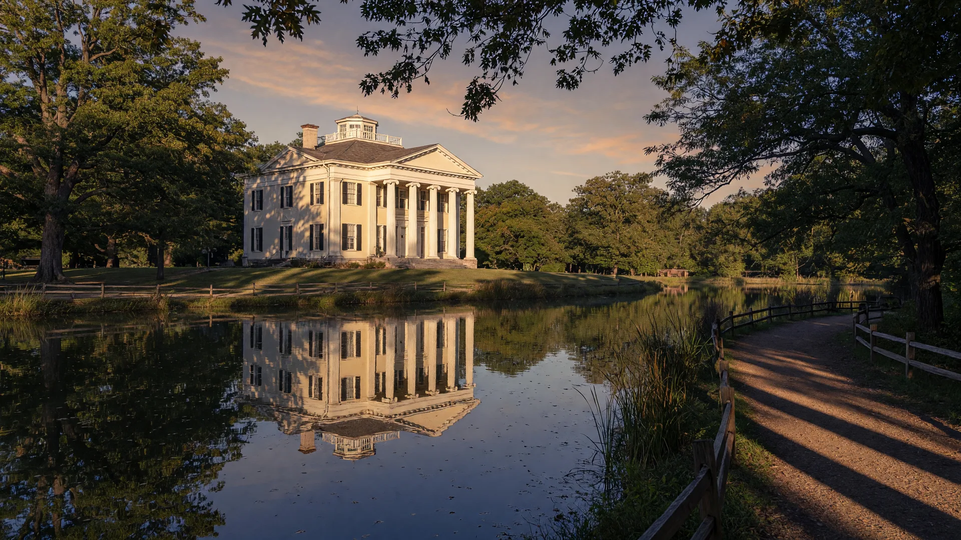 Historic Smithville Mansion and lake in Eastampton Township, Burlington County NJ