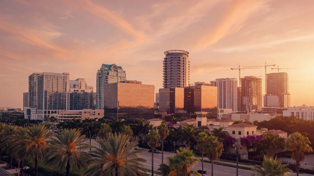 Orlando Florida skyline at golden hour
