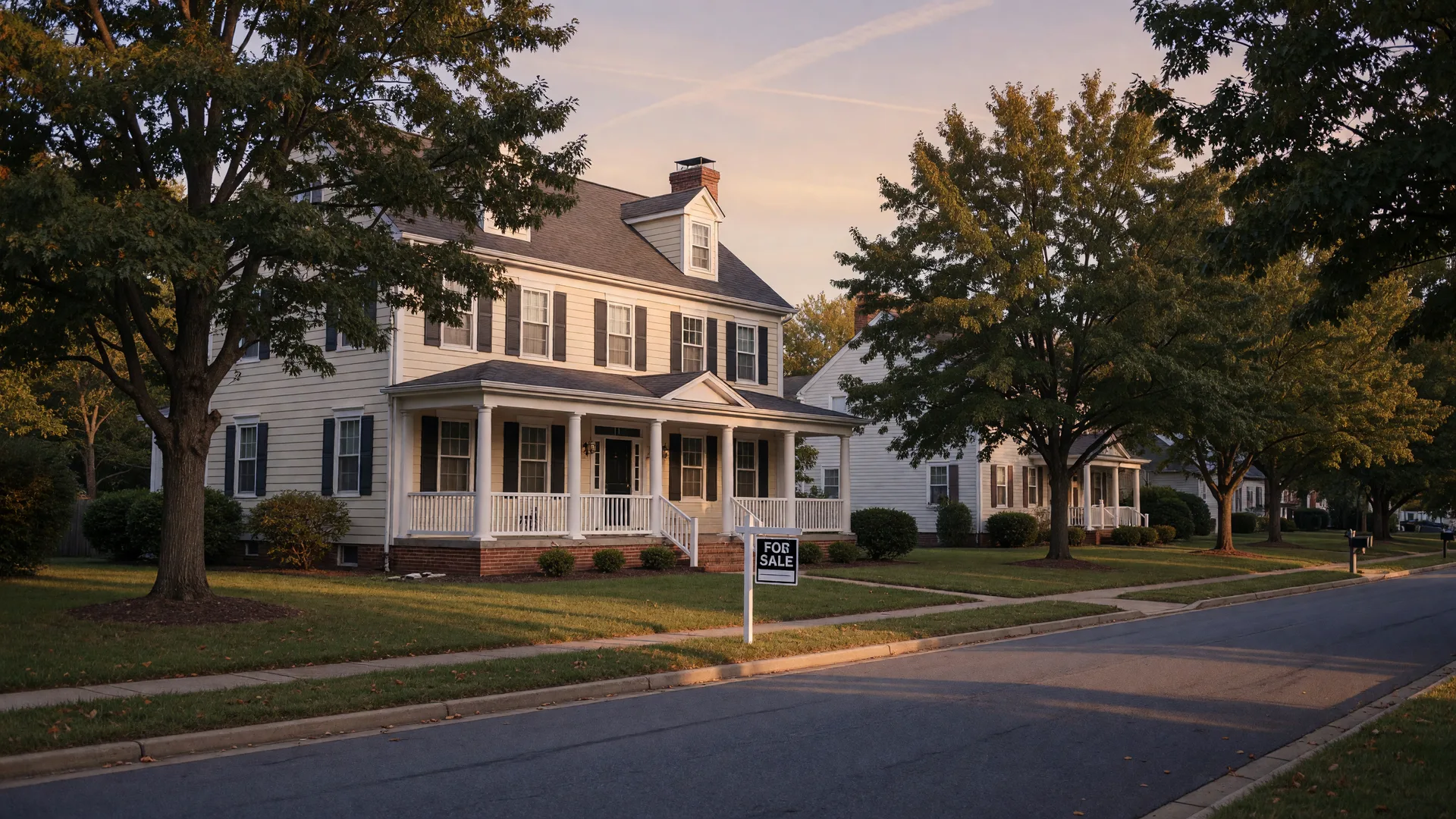 A classic American colonial house for sale on a quiet Maryland street, representing selling a house in probate in Maryland