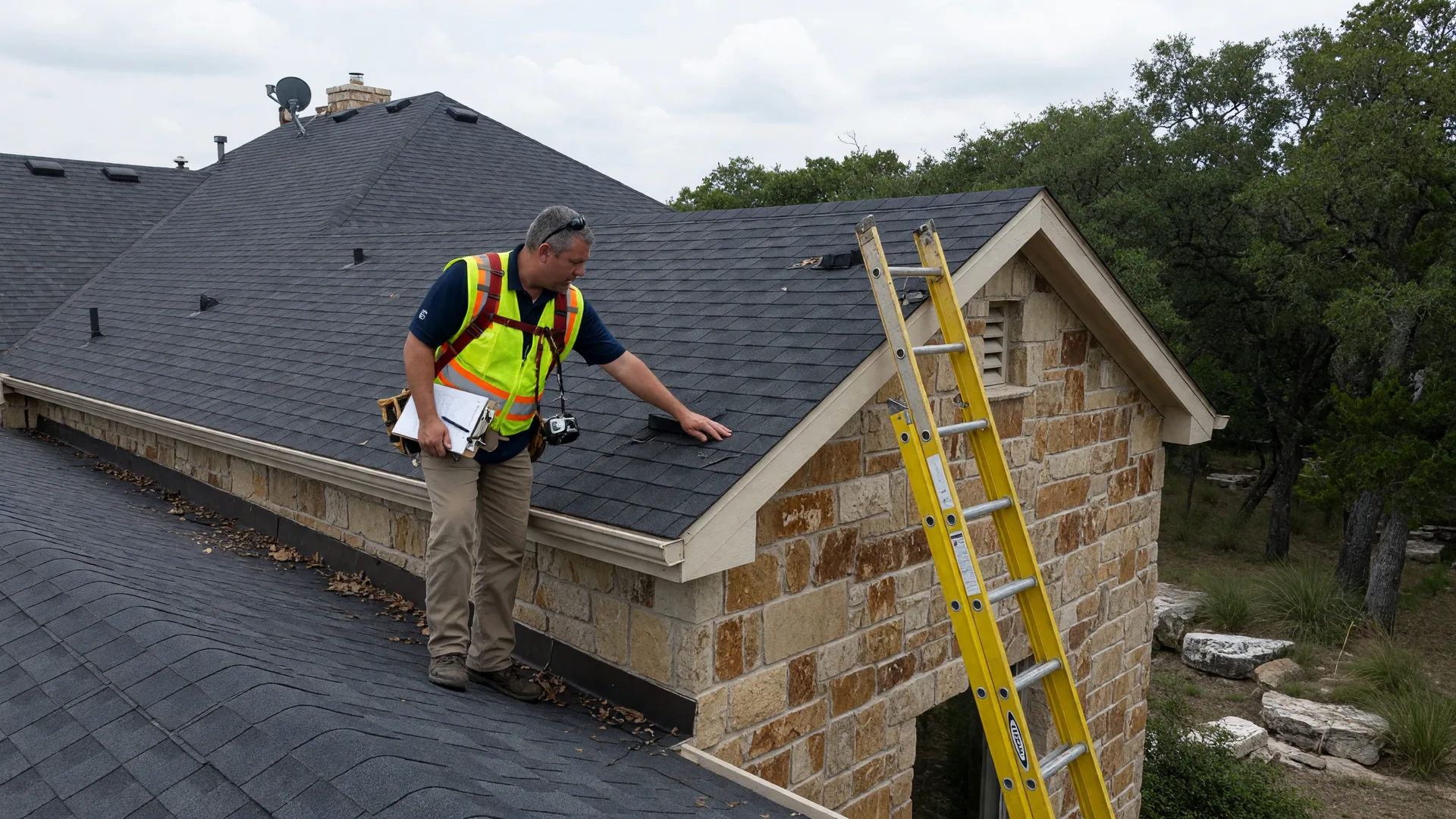 Home inspector examining a residential property