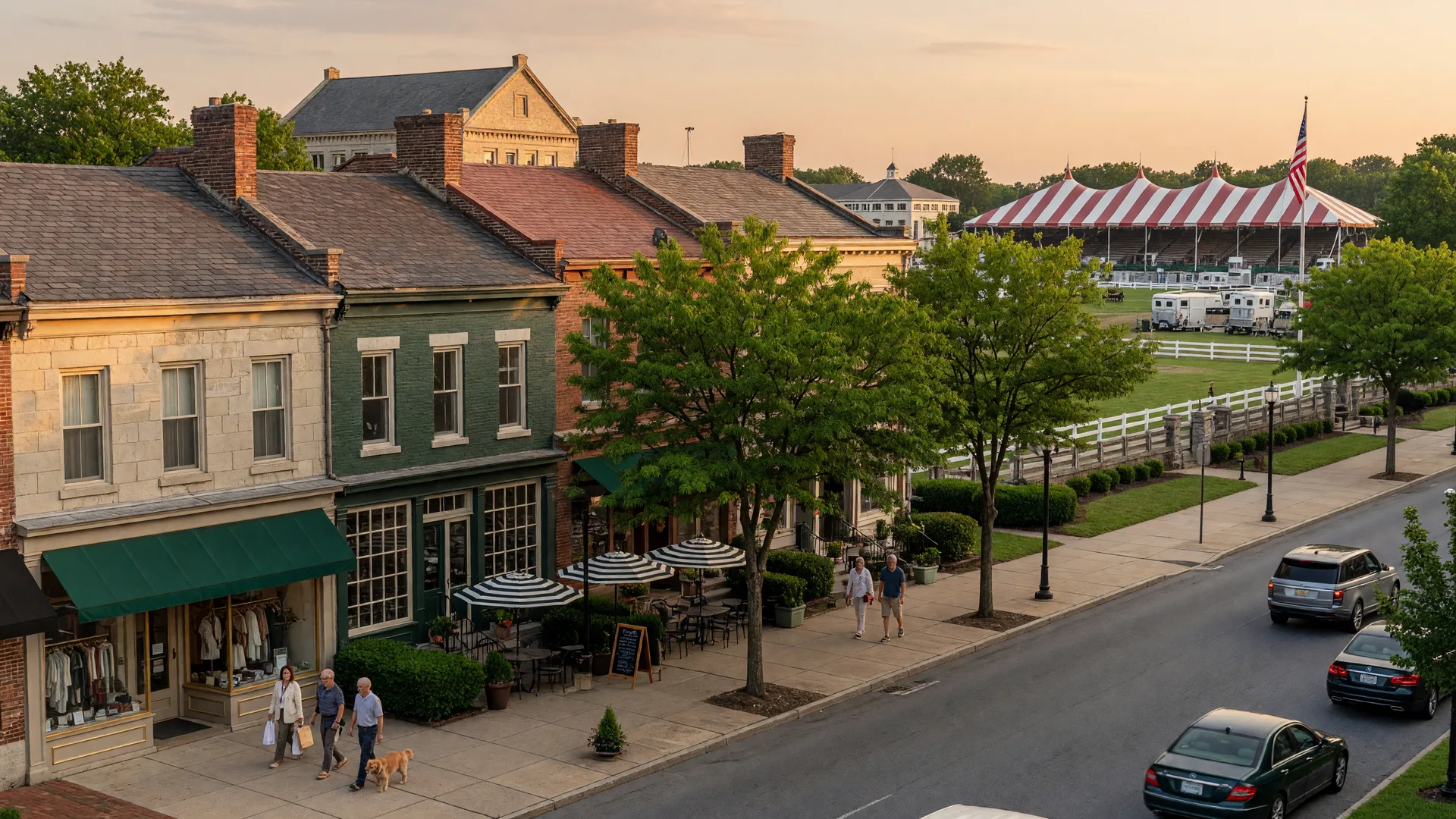 Devon Pennsylvania Main Line corridor with shops and restaurants