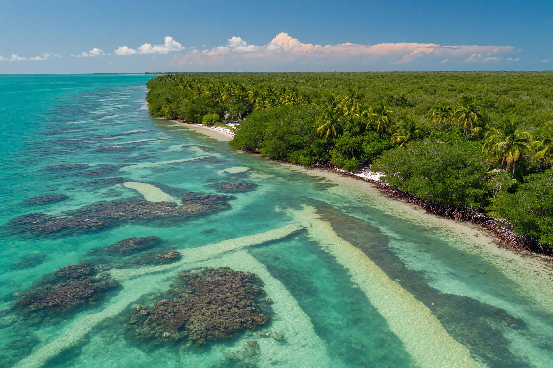 Aerial photograph of Key Largo, the gateway to the Florida Keys